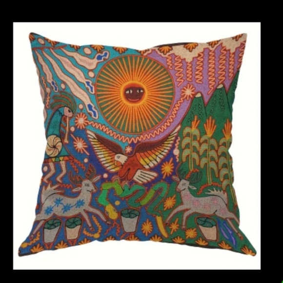 Mexican Folk Aztec style PILLOW COVER - Picture 2 of 6